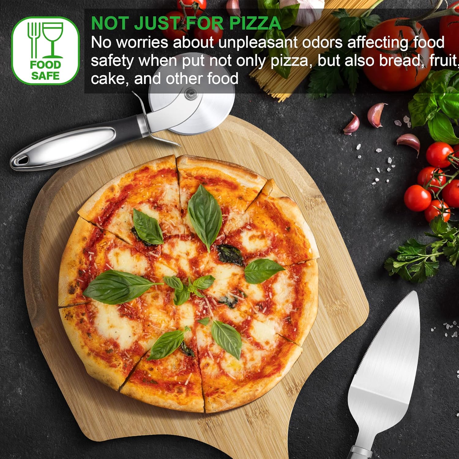 BAMBOO PIZZA PEEL PADDLE AND CUTTING BOARD WITH HANDLE