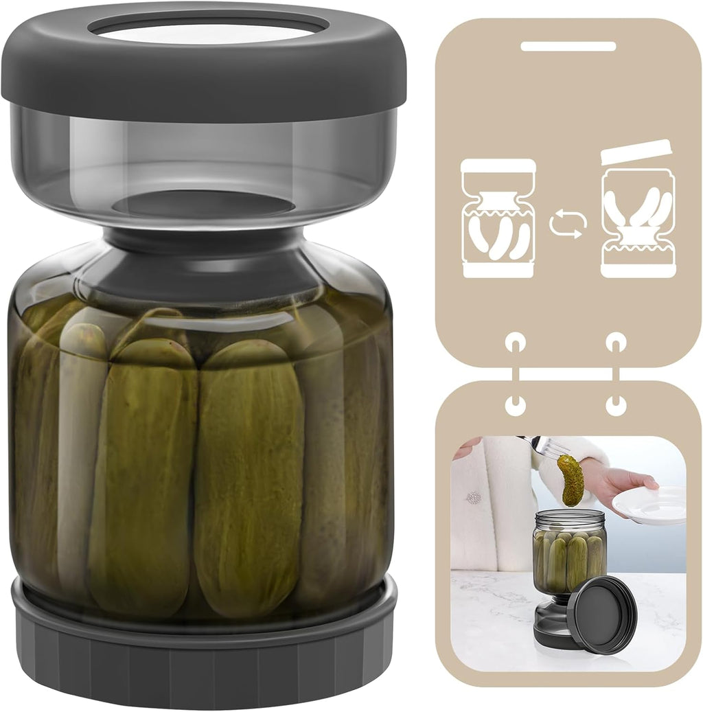 PICKLE CONTAINER WITH STRAUBER-GLASS - BLACK